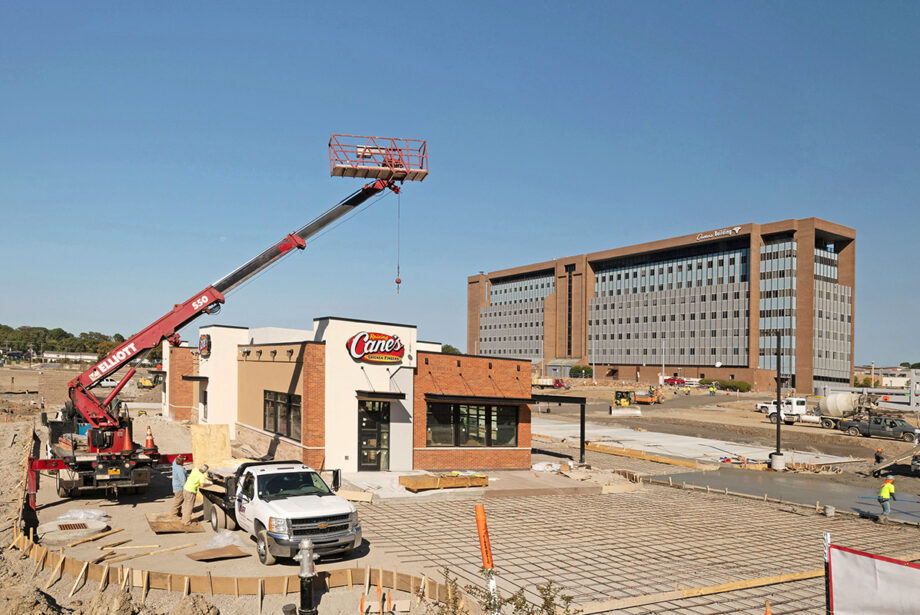Raising Cane’s Chicken Fingers is the first project to come out of the ground for The District at Midtown.