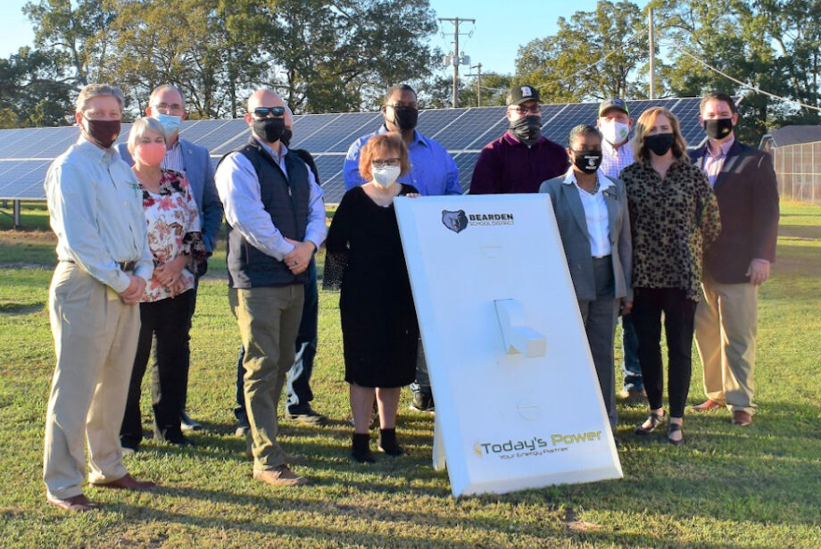 The Bearden School District held a "flip the switch" event for its two new campus-based solar arrays.