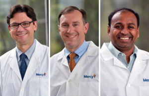 Dr. Bruno Pereira, Dr. Christopher Miller and Dr. Pardha Devaki of Mercy Clinic in Rogers