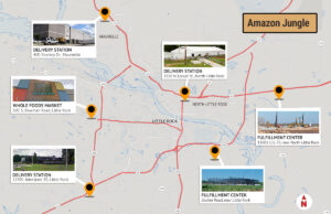 Amazon's growing Pulaski County presence, which is made up of five delivery and fulfillment centers and a Whole Foods Market grocery store.