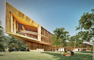 A rendering depicts a west view of the Whole Health Institute building in Bentonville, which is set for an April groundbreaking.