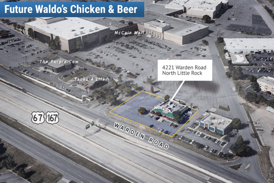 The former Carino's restaurant location on Warden Road in North Little Rock will soon be home to Waldo's Chicken & Beer. (Parcel lines approximate and shown for illustration.)