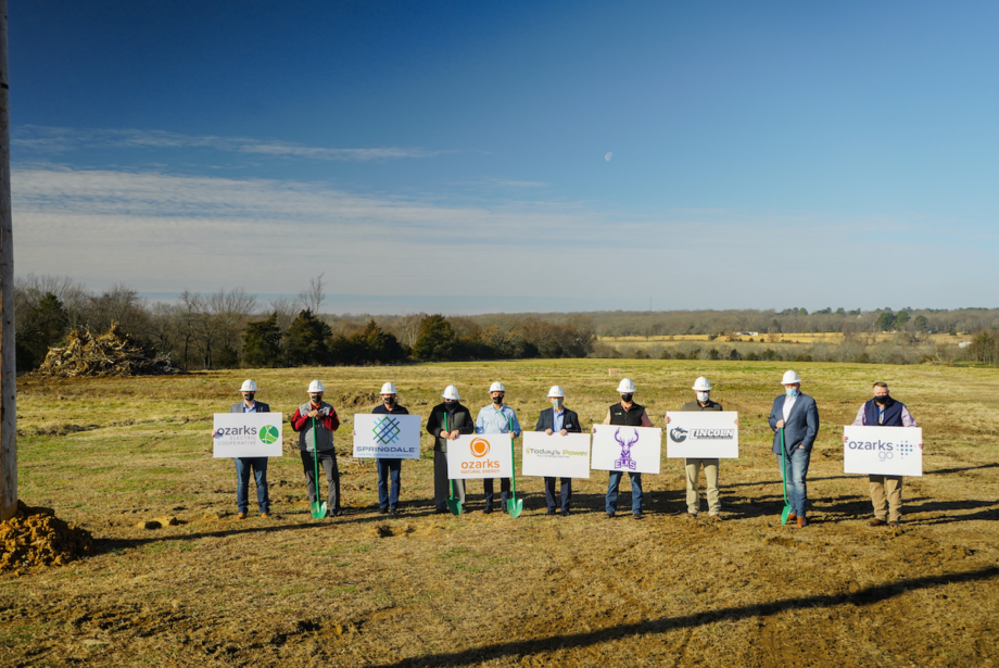 The cities of Springdale and Lincoln, along with Elkins and Lincoln Public Schools and OzarksGo, were represented Friday at a solar array construction site near Lincoln (Washington County).