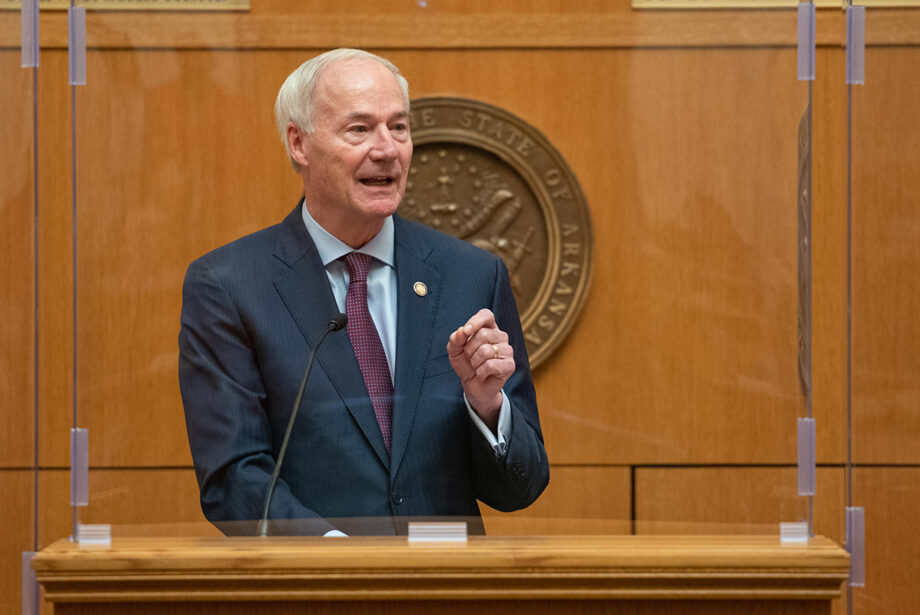 Gov. Asa Hutchinson gives his State of the State address to the Arkansas General Assembly on Jan. 12.