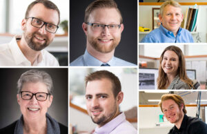 Clockwise from top left: Nathaniel Martin, Joshua Ruminer, Dustin Davis, Lauren Booth, Wes Mitchell, Caleb Tyson and Jennifer Kimberling of WDD Architects