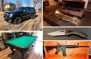 Jacob “Kade” Holliday’s 2018 Cadillac Escalade (top left) sold at auction last month for $47,000.  Nearly 350 of his personal items were listed for auction.