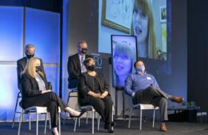 Jennifer Styron,&nbsp;executive vice president and CFO of CARTI of Little Rock, appears on screen during a roundtable discussion at the Arkansas Business CFO of Year Awards in December.