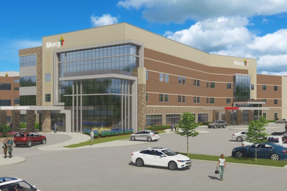A rendering of the main entrance of the planned ER and ICU expansion at Mercy Fort Smith.