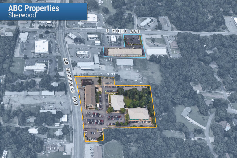 ABC Fitness is listing three of its Highway 107 properties for sale, bordered in yellow, while moving its workforce into its Kiehl location, bordered in blue.
