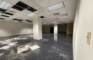 Photos assembled by the Bank of America Plaza's biggest tenant, the&nbsp;Wright Lindsey & Jennings law firm, show areas of disrepair in the 52-year-old building, including water damage from flooding in February.