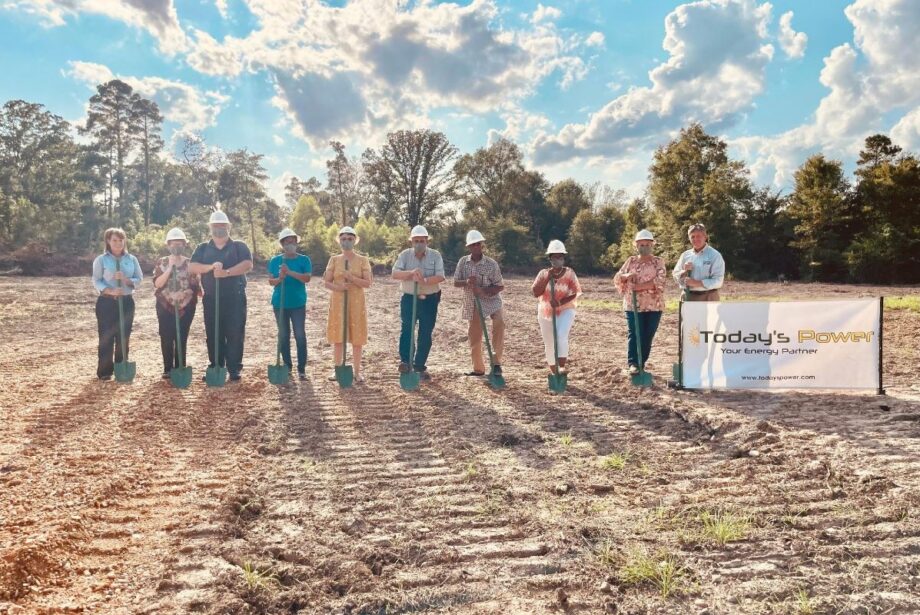 Dignitaries at Monday's groundbreaking in Bearden included Leslie Holloway of Ouachita Electric Cooperative, far left, and Mayor Ginger Bailey and TPI President Michael Henderson, together at far right.
