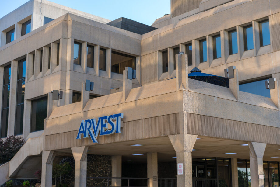 Arvest Bank headquarters in downtown Fayetteville&nbsp;
