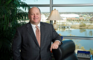 Rush Harding in the downtown Little Rock office of Crews & Associates.