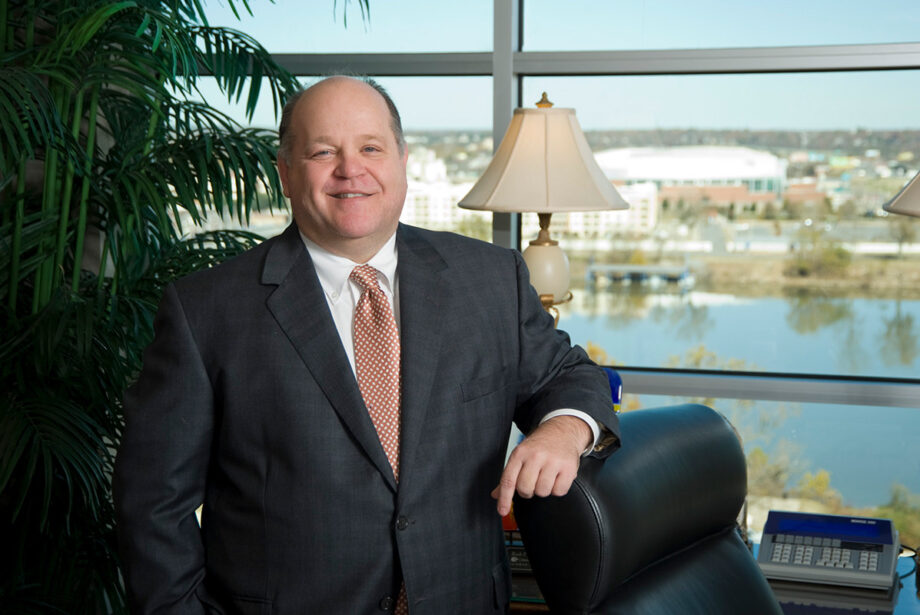 Rush Harding in the downtown Little Rock office of Crews & Associates.