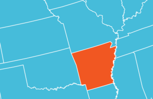 A U.S. map highlighting Arkansas