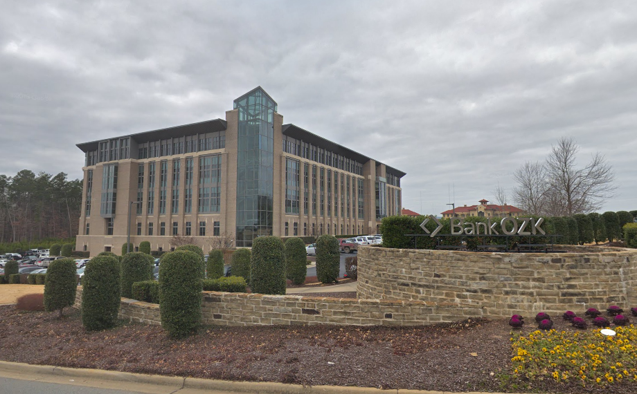 A Google Street View image of the former Bank OZK building at 17901 Cheal Parkway
