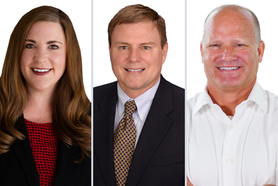 Allison Cox of Little Rock; Eric Biggers of San Antonio; and George Easley of Tampa, Florida, all of Encore Bank.