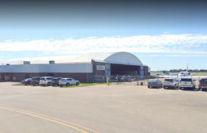 A Google Street View image of a plane parked outside a hangar at Jonesboro Municipal Airport in 2021.&nbsp;