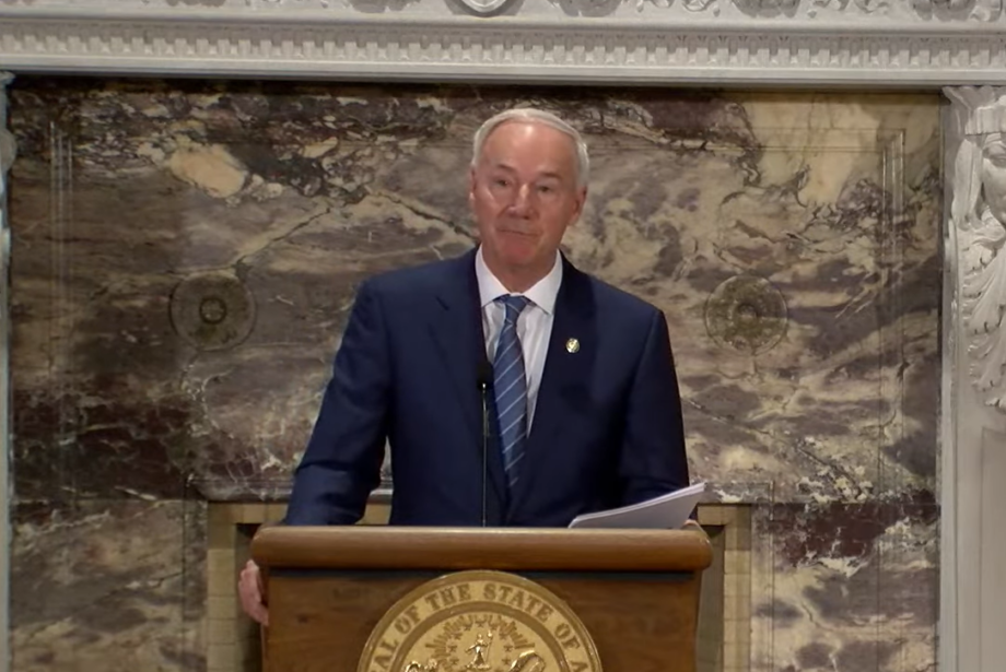 Arkansas Gov. Asa Hutchinson announces on Nov. 4, 2021 that that the state will file a legal challenge to President Joe Biden's workplace vaccine mandate.&nbsp;