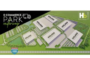 A promotional drawing showing the site of Haag Brown's planned e-commerce park in Jonesboro.