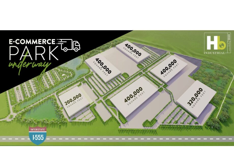 A promotional drawing showing the site of Haag Brown's planned e-commerce park in Jonesboro.