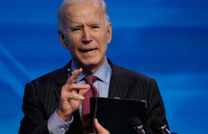 President-elect Joe Biden addressing the nation from Wilmington, Delaware on Jan.11, 2021.