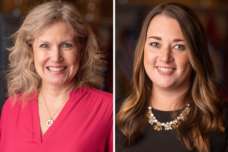 Karen Whatley and Jordan Burgess of the office of Gov. Asa Hutchinson