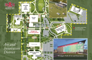 A map showing the site of the new Windgate Hall of Art & Innovation at Arkansas State University.&nbsp;