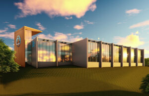 A rendering of CARTI’s $35 million, 57,000-SF surgery center under construction on its main campus in Little Rock.