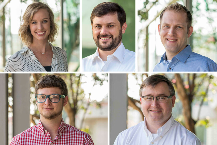 Clockwise from top left: Lauren Dickey, Mason Ellis, Jerome Sorensen, Matthew Swaim and James Swann of WER Architects/Planners