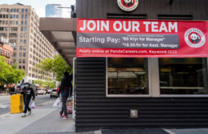 A Panda Express in New York City advertises open positions.&nbsp;