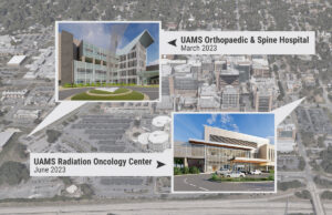 The two biggest health care projects currently under construction in the state are at opposite ends of the UAMS campus in Little Rock.