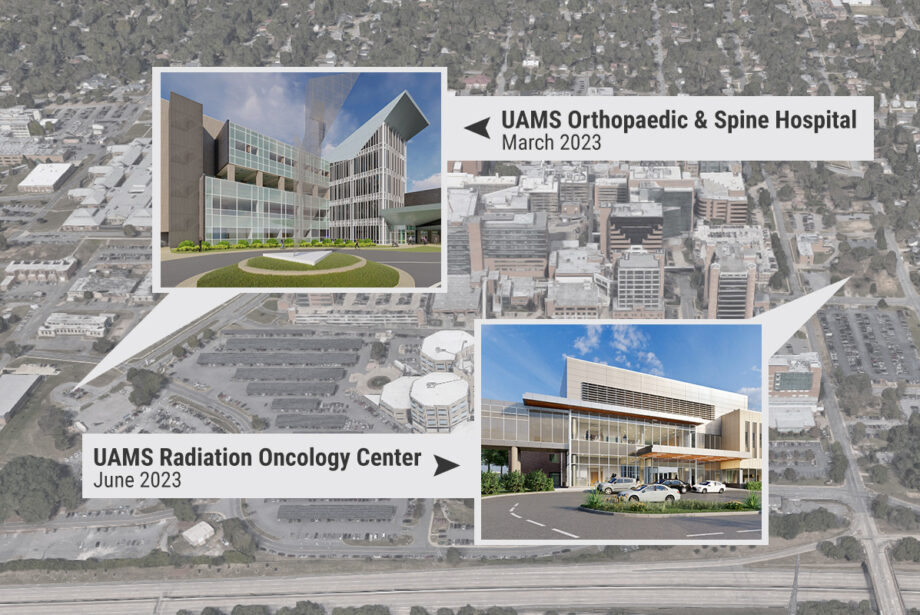 The two biggest health care projects currently under construction in the state are at opposite ends of the UAMS campus in Little Rock.
