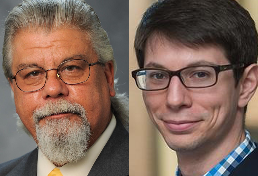 Michael Pakko, left, and Tyler Mondres, economists who discussed the outlook for Arkansas and the nation at the Arkansas State Chamber's 2022 Virtual Financial Forecast