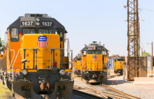 A file photo of Union Pacific trains