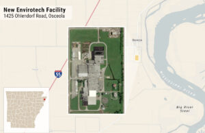 A map showing the location of Envirotech's planned manufacturing facility in Osceola&nbsp;