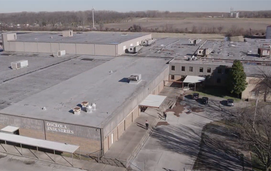 An aerial view of the facility in Osceola that Envirotech purchased for its first U.S. manufacturing center