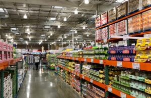 FOLSOM, CALIFORNIA, USA - OCT 3, 2017: Costco wholesale warehouse shopping aisle for drugs and vitamins on the pharmacy area, a members only club.