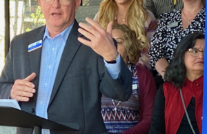 Jackie Hancock, president and CEO of United Way of Northwest Arkansas, names its 2022-23 Community Investment&nbsp;Grant recipients during a press conference Wednesday at The Commons at TheatreSquared in Fayetteville.