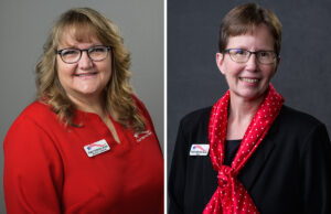 Joyce Latham and Kimberly Linn of First Service Bank in Greenbrier.