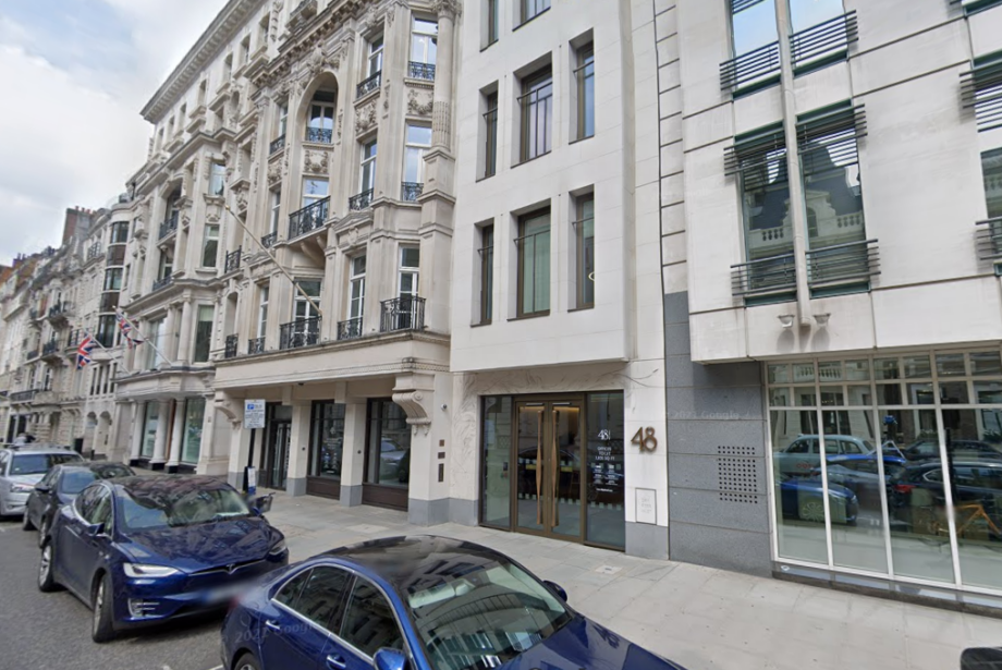 A Google Street View image of the CRUX Asset Management offices in London at 48 Pall Mall.&nbsp;