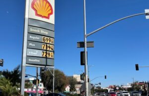 High gas prices at a Shell station in Los Angeles on March 11, 2022