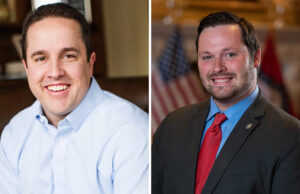 John Eddy and Chris Fletcher of the office of Gov. Asa Hutchinson