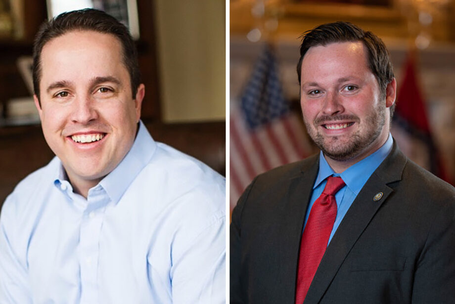 John Eddy and Chris Fletcher of the office of Gov. Asa Hutchinson