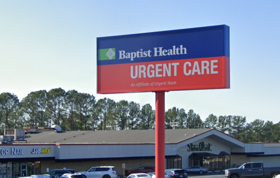A Google Street View image of a Baptist Health Urgent Care center in Little Rock at 11402 W. Markham St.