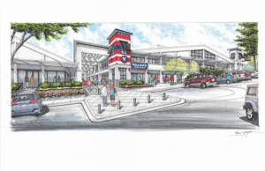 A rendering of the redeveloped Breckenridge Village shopping center at 10301 N. Rodney Parham Rd. in Little Rock