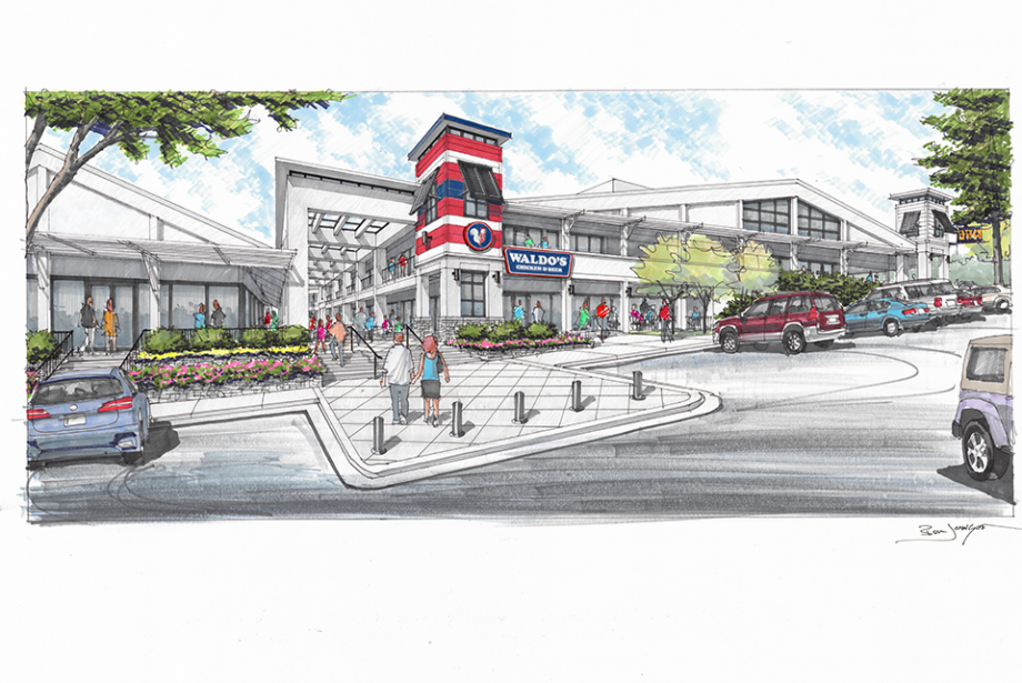 A rendering of the redeveloped Breckenridge Village shopping center at 10301 N. Rodney Parham Rd. in Little Rock