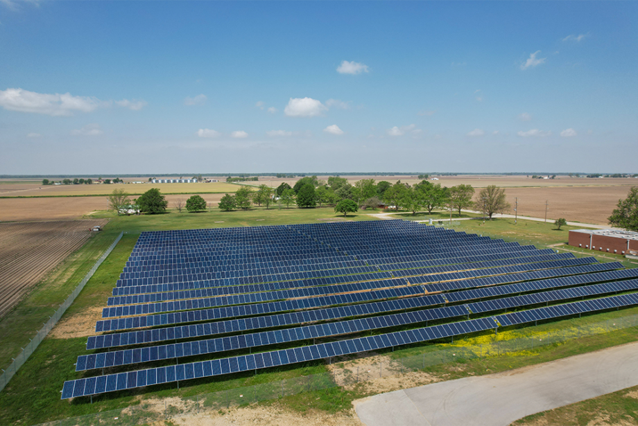 A solar array built by Entegrity of Little Rock for the Riverside School District in Caraway