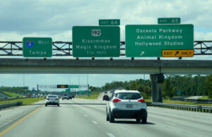 Traffic on Interstate 4 West in Orlando, Florida.