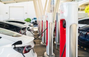 A Tesla charging station in Las Vegas, Nevada